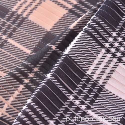 100% Polyester Woven Check Imprimir Chiffon Tecido Plissado